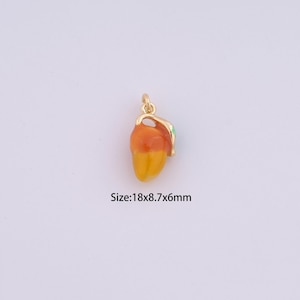 18K Gold Filled Fruit Charms,Enamel Mango Pendant for Bracelet Necklace DIY Jewelry Making Supply