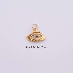18K Gold Filled Evil Eye Charms,Micro Pave Devil Eye Pendant for Bracelet Necklace DIY Jewelry Making Supply