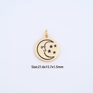 18K Gold Filled Star Moon Face Charms,Enamel Celestial Pendant for Bracelet Necklace DIY Jewelry Making Supply