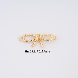 18K Gold Filled Bow Connectors,Dainty Tie Connectors for Bracelet Necklace DIY Jewelry Making Supply