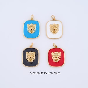 18K Gold Filled Lion Charms,Enamel Animal Pendant for Bracelet Necklace DIY Jewelry Making Supply
