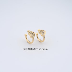 18K Gold Filled Non Piercing Cartilage Clip Earrings,Dainty Heart Cuff Earrings,Perfect Gifts for Her