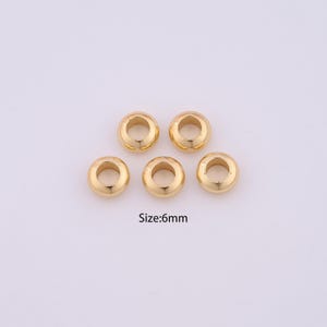50 pcs 18K Gold Filled Round Flat Spacer Beads,Dainty Wheel Beads for Bracelet Necklace DIY Jewelry Making Supply