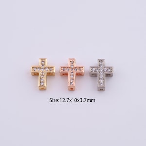 18K Gold Filled Cross Spacer Beads,Micro Pave Christian Beads for Bracelet Necklace DIY Jewelry Making Supply