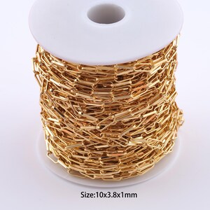 1 Meter 18K Gold Filled Paper Clip Kette, halb fertige Kette für Armband Halskette DIY Schmuckherstellung Versorgung