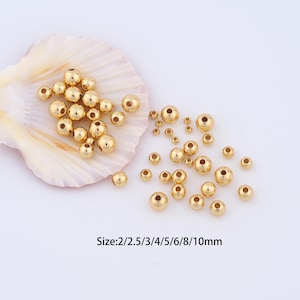 100 pcs 18K Gold Filled Round Spacer Beads,Ball Beads for Bracelet Necklace DIY Jewelry Making Supply