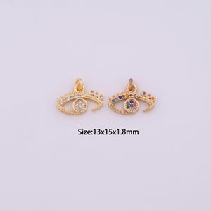 18K Gold Filled Evil Eye Charms,Micro Pave Devil Eye Pendant for Bracelet Necklace DIY Jewelry Making Supply