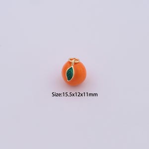 18K Gold Filled Fruit Charms,Enamel Orange Pendant for Bracelet Necklace DIY Jewelry Making Supply