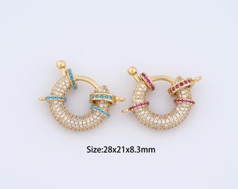 18K Gold Filled Sailor Clasp,Micro Pave Spring Clasp for Bracelet Necklace DIY Jewelry Making Supply