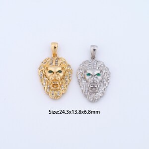 18K Gold Filled Lion Charms,Micro Pave Animal Pendant for Bracelet Necklace DIY Jewelry Making Supply
