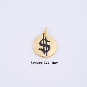 18K Gold Filled Dollar Sign Charms,Enamel Symbol Pendant for Bracelet Necklace DIY Jewelry Making Supply