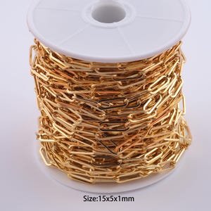1 Meter 18K Gold Filled Paper Clip Kette, halb fertige Kette für Armband Halskette DIY Schmuckherstellung Versorgung