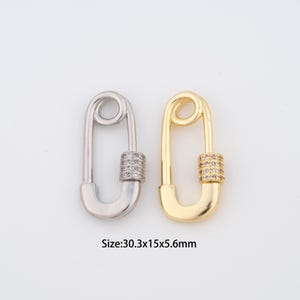 18K Gold Filled Carabiner Clasp,Micro Pave Screw Clasp for Bracelet Necklace DIY Jewelry Making Supply