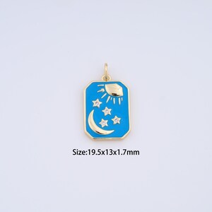 18K Gold Filled Enamel Sun Moon Star Charms,Micro pavé Celestial Pendant for Bracelet Necklace DIY Jewelry Making Supply