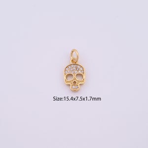 18K Gold Filled Skull Charms,Micro Pave Skull Pendant for Bracelet Necklace DIY Jewelry Making Supply