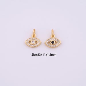 18K Gold Filled Evil Eye Charms,Micro Pave Devil Eye Pendant for Bracelet Necklace DIY Jewelry Making Supply