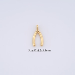 18K Gold Filled Wishbone Charms,Dainty Wishbone Pendant for Bracelet Necklace DIY Jewelry Making Supply