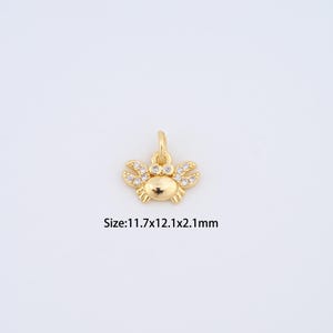 18K Gold Filled Crab Charms,Micro pavé Marine Life Pendant for Bracelet Necklace DIY Jewelry Making Supply