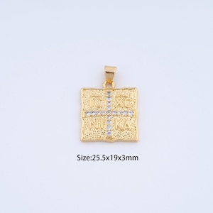 18K Gold Filled Byzantine Cross Charms,Micro Pave Orthodox Cross Pendant for Bracelet Necklace DIY Jewelry Making Supply