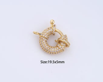 18K Gold Filled Sailor Clasp,Micro Pave Spring Clasp for Bracelet Necklace DIY Jewelry Making Supply