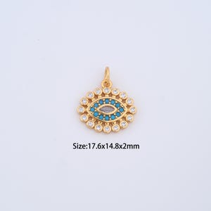 18K Gold Filled Evil Eye Charms,Micro Pave Devil Eye Pendant for Bracelet Necklace DIY Jewelry Making Supply