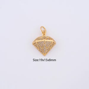 18K Gold Filled Diamond Charms,Micro Pave Diamond Pendant for Bracelet Necklace DIY Jewelry Making Supply