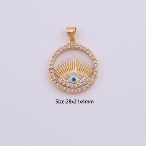 18K Gold Filled Evil Eye Charms,Micro Pave Devil Eye Pendant for Bracelet Necklace DIY Jewelry Making Supply