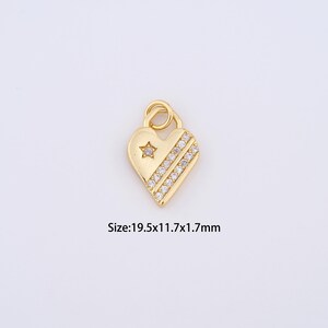 18K Gold Filled Heart Charms,Micro Pave Star Pendant for Bracelet Necklace DIY Jewelry Making Supply
