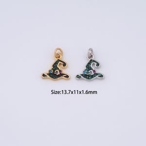 18K Gold Filled Enamel Witch Hat Charms,Micro Pave Witch Hat Pendant for Bracelet Necklace DIY Jewelry Making Supply