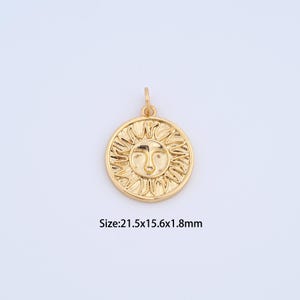 18K Gold Filled Sun Face Charms,Dainty Sunburst Pendant for Bracelet Necklace DIY Jewelry Making Supply