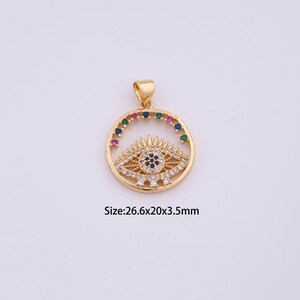18K Gold Filled Evil Eye Charms,Micro Pave Devil Eye Pendant for Bracelet Necklace DIY Jewelry Making Supply