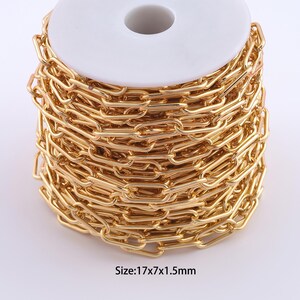 1 Meter 18K Gold Filled Paper Clip Kette, halb fertige Kette für Armband Halskette DIY Schmuckherstellung Versorgung