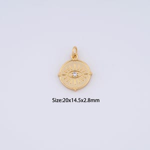 18K Gold Filled Evil Eye Charms,Micro Pave Round Pendant for Bracelet Necklace DIY Jewelry Making Supply