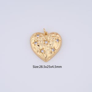 18K Gold Filled Heart Charms,Micro Pave Star Pendant for Bracelet Necklace DIY Jewelry Making Supply