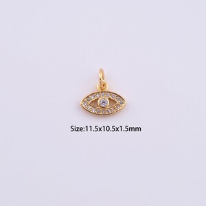 18K Gold Filled Evil Eye Charms,Micro Pave Devil Eye Pendant for Bracelet Necklace DIY Jewelry Making Supply