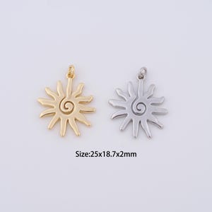 18K Gold Filled Sun Charms,Dainty Sunburst Pendant for Bracelet Necklace DIY Jewelry Making Supply
