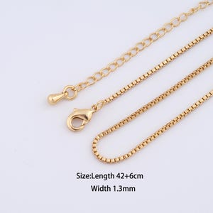 Collar de caja chapado en oro de 18 quilates de 1 hebra, collar de cadenas, collar ajustable, regalo perfecto para ella