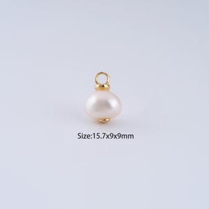 18K Gold Filled Freshwater Pearl Charms,Dainty Round Pearl Pendant for Bracelet Necklace DIY Jewelry Making Supply