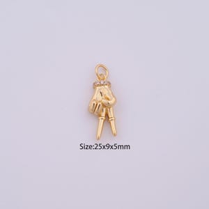 18K Gold Filled Victory Hand Charms,Micro Pave Peace Hand Pendant for Bracelet Necklace DIY Jewelry Making Supply