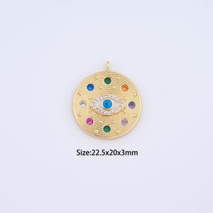 18K Gold Filled Evil Eye Charms,Micro Pave Devil Eye Pendant for Bracelet Necklace DIY Jewelry Making Supply
