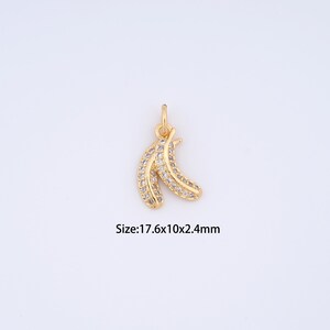 18K Gold Filled Banana Charms,Micro pavé Fruit Pendant for Bracelet Necklace DIY Jewelry Making Supply