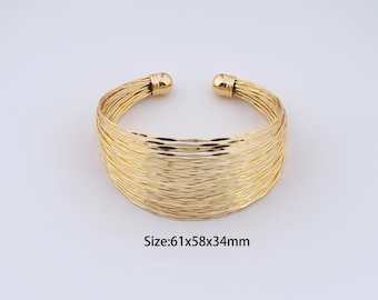 Bracelet Jonc Rigide Plaqué Or 18 Carats - Taille 62 Mm - Femme, Neuf Avec étiquettes