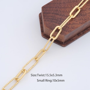 1 Meter 18K Gold Filled Paper Clip Kette, halb fertige Kette für Armband Halskette DIY Schmuckherstellung Versorgung