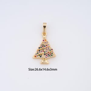 18K Gold Filled Christmas Tree Charms,Micro Pave Tree Pendant for Bracelet Necklace DIY Jewelry Making Supply
