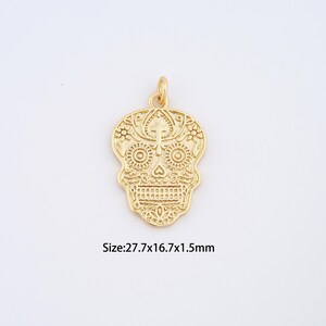 18K Gold Filled Skull Charms,Dainty Skull Pendant for Bracelet Necklace DIY Jewelry Making Supply