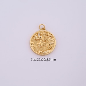 18K Gold Filled Lion Charms,Micro Pave Animal Pendant for Bracelet Necklace DIY Jewelry Making Supply