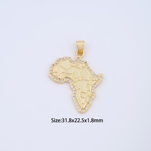 18K Gold Filled Map Charms,Micro pavé Map Pendant for Bracelet Necklace DIY Jewelry Making Supply