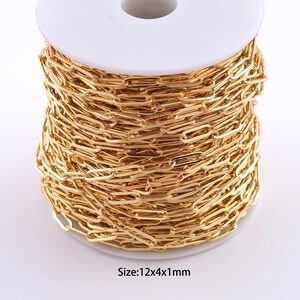 1 Meter 18K Gold Filled Paper Clip Kette, halb fertige Kette für Armband Halskette DIY Schmuckherstellung Versorgung