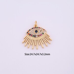 18K Gold Filled Evil Eye Charms,Micro Pave Devil Eye Pendant for Bracelet Necklace DIY Jewelry Making Supply