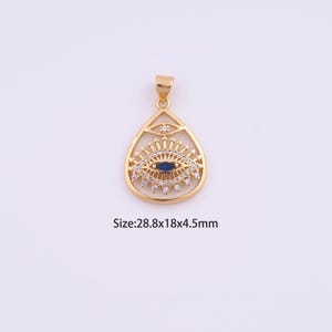 18K Gold Filled Evil Eye Charms,Micro Pave Water Drop Pendant for Bracelet Necklace DIY Jewelry Making Supply